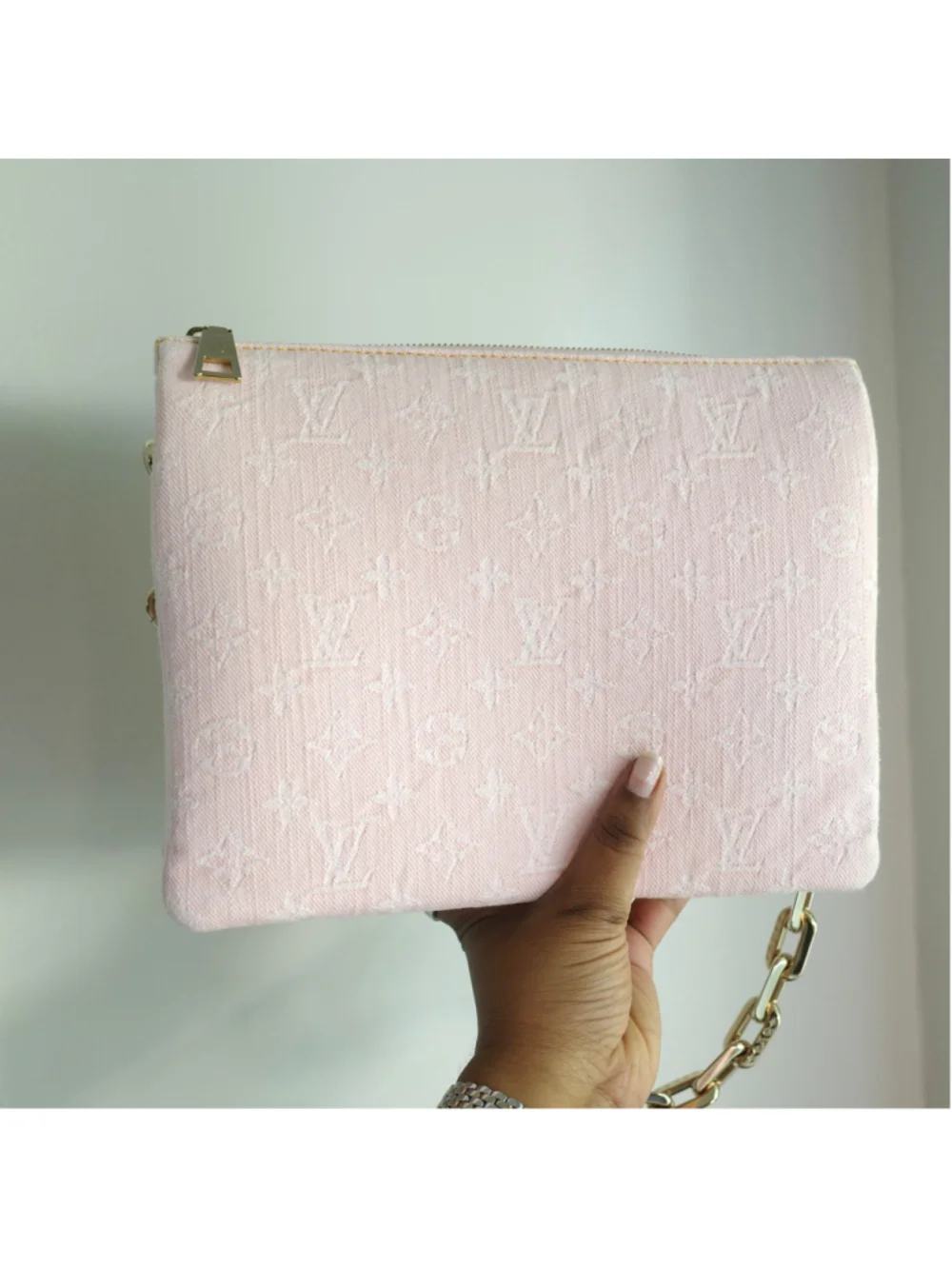 LOUIS VUITTON Light Pink Denim Coussin PM